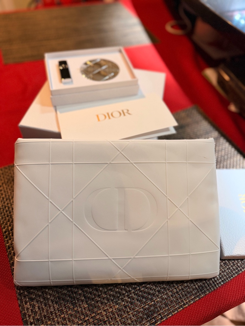 Dior White Quilted Tablet Sleeve with CD Monogram